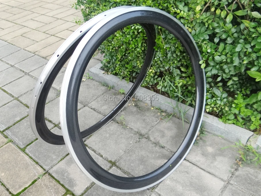 

FLX-RIM-C25 : carbon Glossy Cycling road bike Bicycle 700C Clincher wheel rim 50mm with Alloy Brake Surface