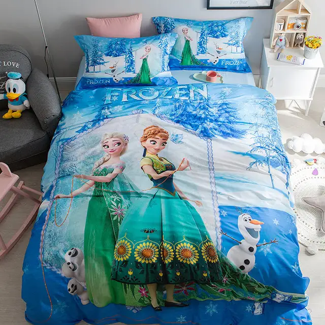 Frozen Elsa and Anna Bedding set for Kids Bedroom Decor Cotton Bed