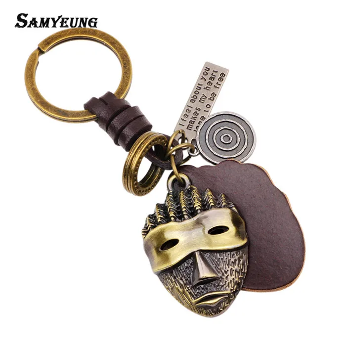 

17 Styles Cool Mask Key Chains for Best Friends Leather Keychain Friendship Keyring Male Car Key Holder Porte Clef portachiavi