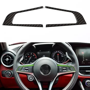 

YAQUICKA 2x Carbon Fiber Style Car Interior Steering Wheel Button Switch Frame Cover Trim Styling For Alfa Romeo Giulia 2017 LHD
