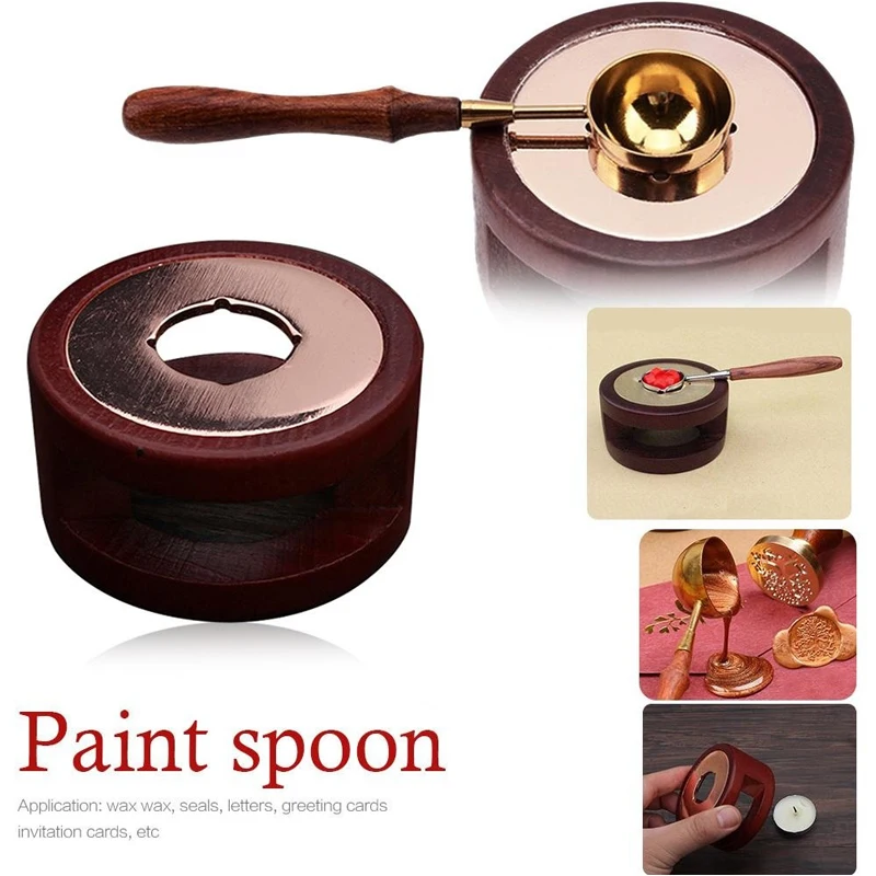 

Melting Furnace Wax Seal Furnace Warmer Melting Spoon Kit Wooden Melting Stove Sealing Wax Tool Sealing Stamp Creative Vintage