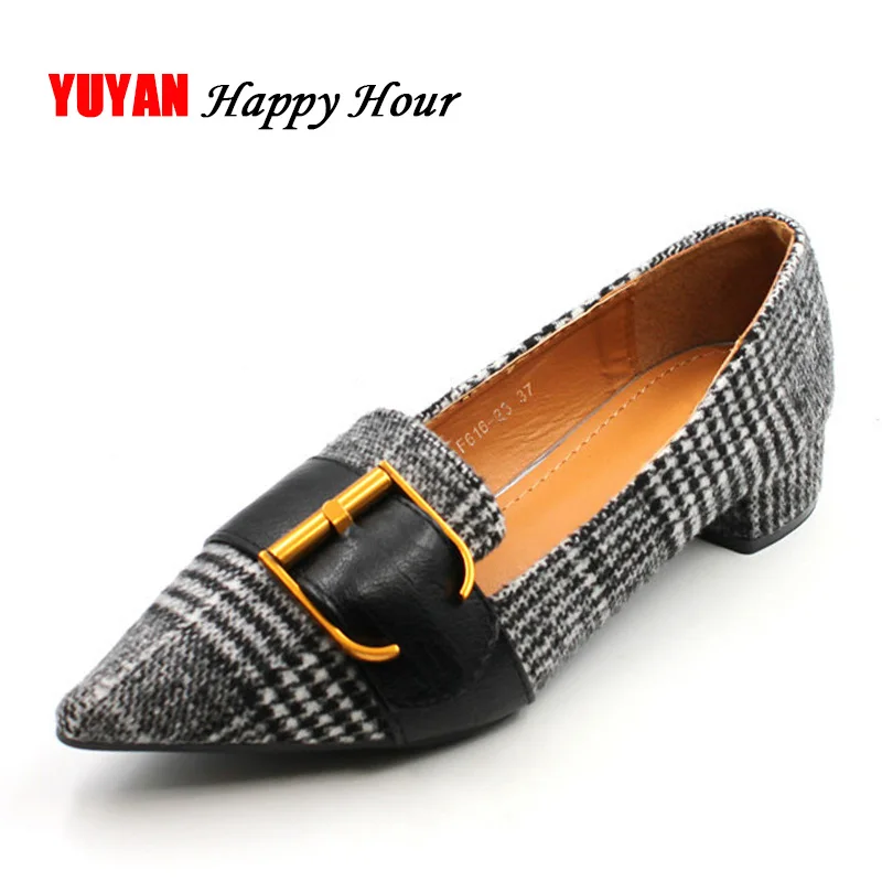 

New 2019 Fashion Brand Shoes Women Flats Pointed toe Grid Design Elegant Women's Flats Ladies Brand Shoes Big Size 41 ZH2660