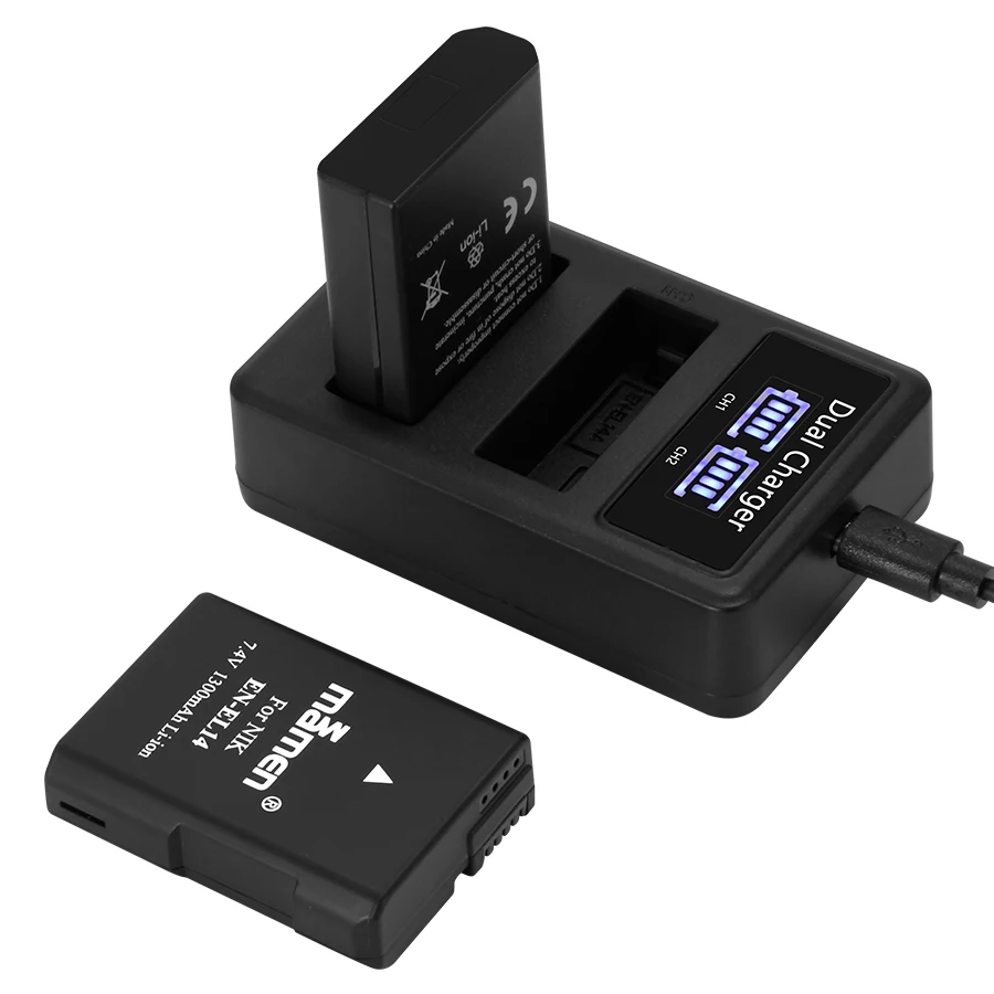 Mamen EN-EL14 EN-EL14a EN EL14 Камера Батарея + ЖК-дисплей USB двойной Зарядное устройство для Nikon P7800, P7100, D3400, D5500, D5200, D3200, D3300, D5300