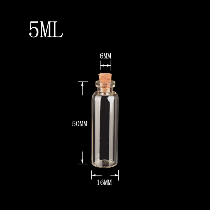 1.5ml 2ml 3ml 5ml 6ml Diameter 16mm 50pcs/lot Test Tube Glass Bottles Small Bottles with corks Mini Glass Vials for packing Gift 4