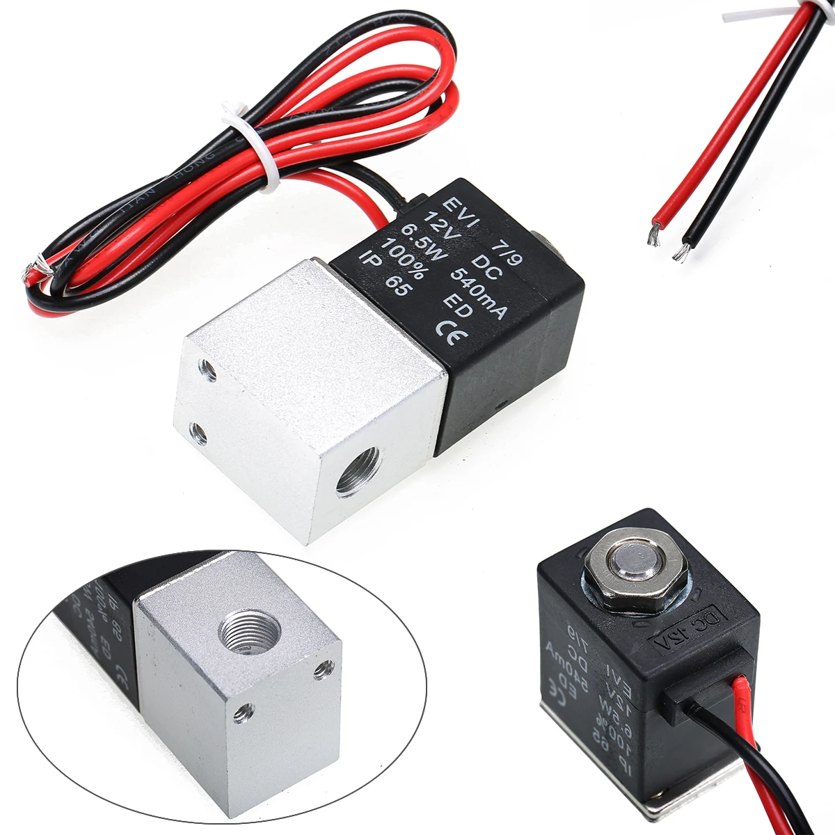 DC 12V 1/4'' 2 Ways Normally Closed Valve Mayitr Pneumatic Aluminum Electric Solenoid Air Direct-acting Valves For Water Air Gas