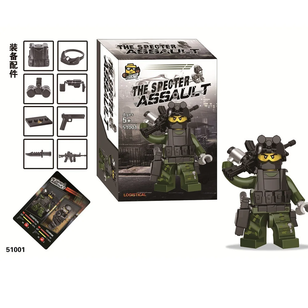 12PCS military minifigures blocks with weapon compatible with Legoe small building blocks assembling and military