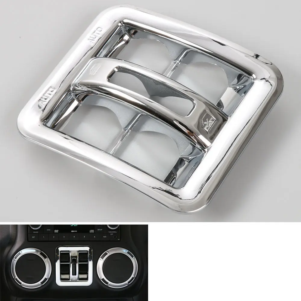 

BBQ@FUKA Car Accessories Window Switch Button Panel Console Cover Trim Chrome for Jeep Wrangler 2011 2012 2013 2014 2015 2016