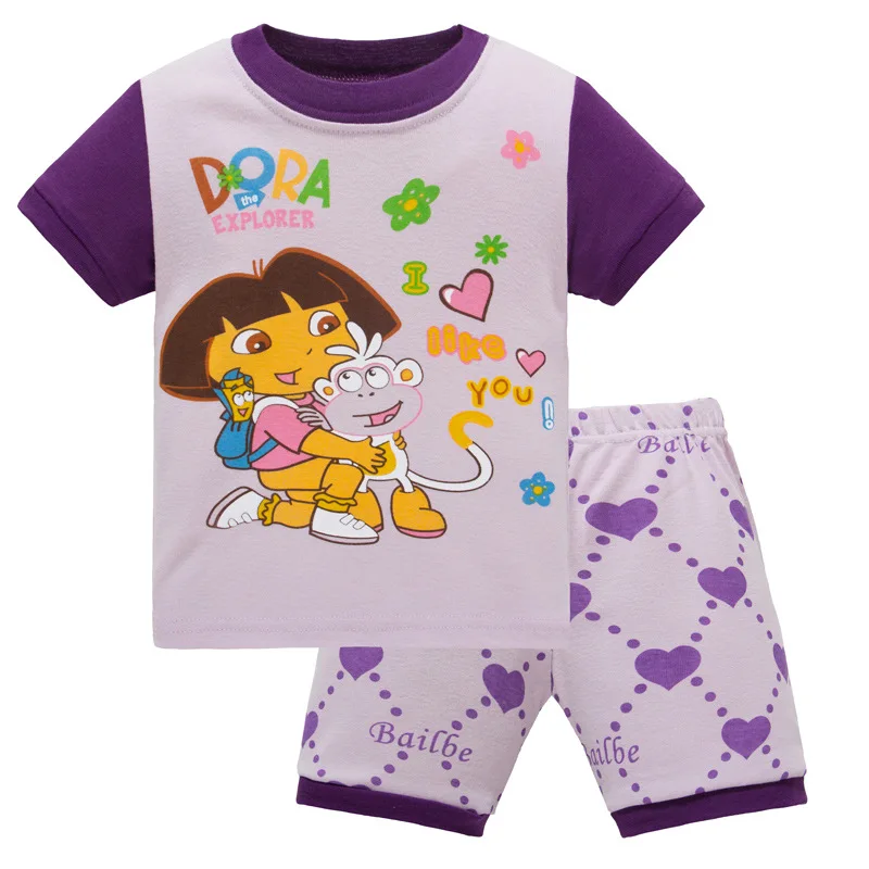 

FREE SHIPPING 2019 New Summer Kids Clothes Baby Girls Clothing Short Sleeve Costume Cotton Pajamas Children Sleepwear Pyjamas