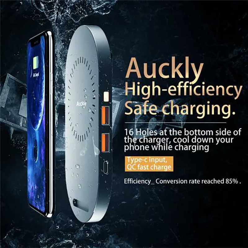 

Auckly 7.5W Qi Quick Wireless Charger 2 In 1 Fast Charging Pad Stand Mat Dock For iPhone 8/8 Plus/Samsung S9/S9 Plus/Xiaomi