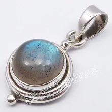 LABRDORITE de FUEGO AZUL plata Colgante HECHO A MANO 2.5 CM 2.8 Gramps