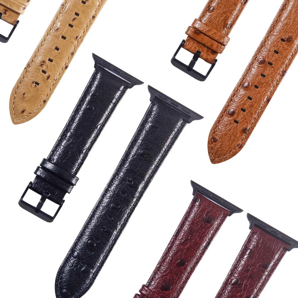 

ostrich pattern Leather bands For Apple Watch 42mm 38mm / 44mm 40mm for Series 4 3 2 1 For iWatch Watchband High-quality straps