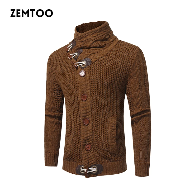 Zemtoo Для мужчин свитер 2017 мужские брендовые Повседневное Тонкий Свитера Мужской Свитера, пуловеры Для мужчин высокого лацкан жаккардовые