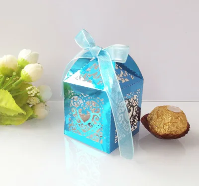 50 шт. Подарочная коробка для детского душа, коробка для конфет, бумажная упаковка для свадебной вечеринки, подарочные пакетики, картонные коробки, Bonbonniere Goodie Bags - Цвет: Bright Blue