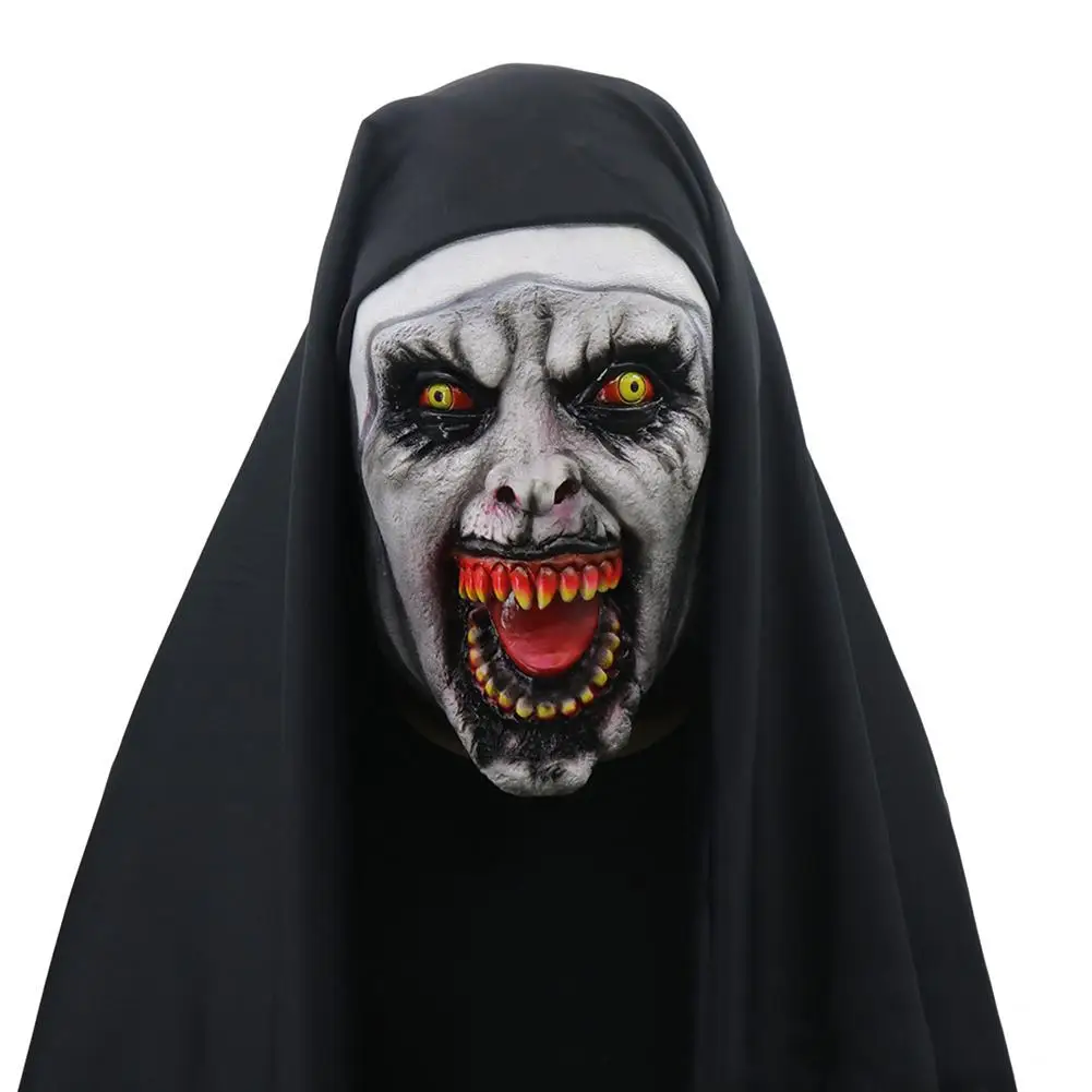 Halloween Horror Scary Nun Mask Terrifying Atmosphere Female Ghost Face Headgear Party Accessories | Тематическая одежда и