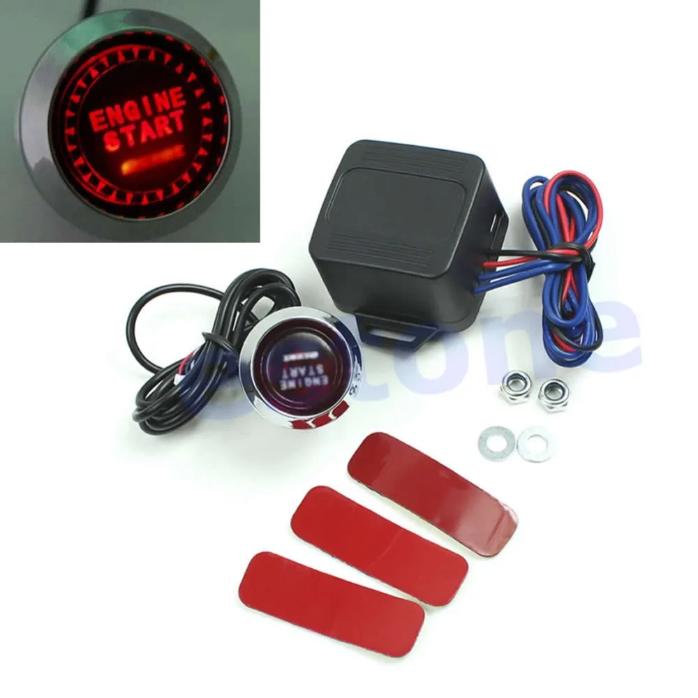 

Hot New 1 Set DC 12V Auto Car Engine Start Push Button Switch Ignition Starter Kit Red LED Universal