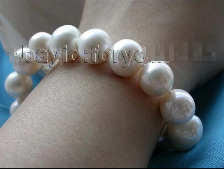 

fast shipping>8" Genuine Natural 13mm White Round Pearl Bracelet #f1376!
