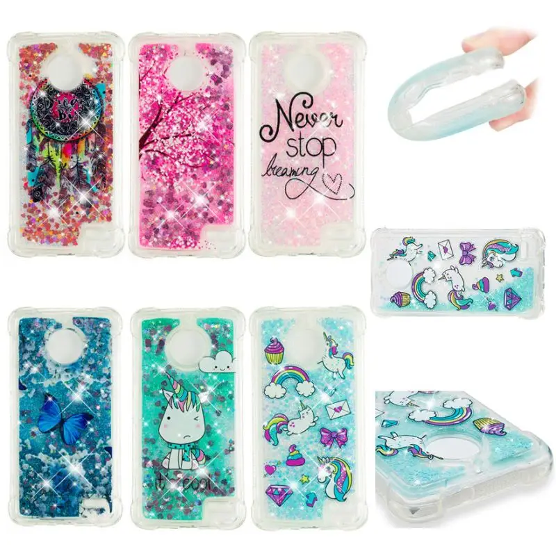 

Love Heart Phone Case For Motorola Moto E4 G5S Chimes Butterfly Sakura Horse Liquid Glitter Cute Soft Shining Back Cover P03G
