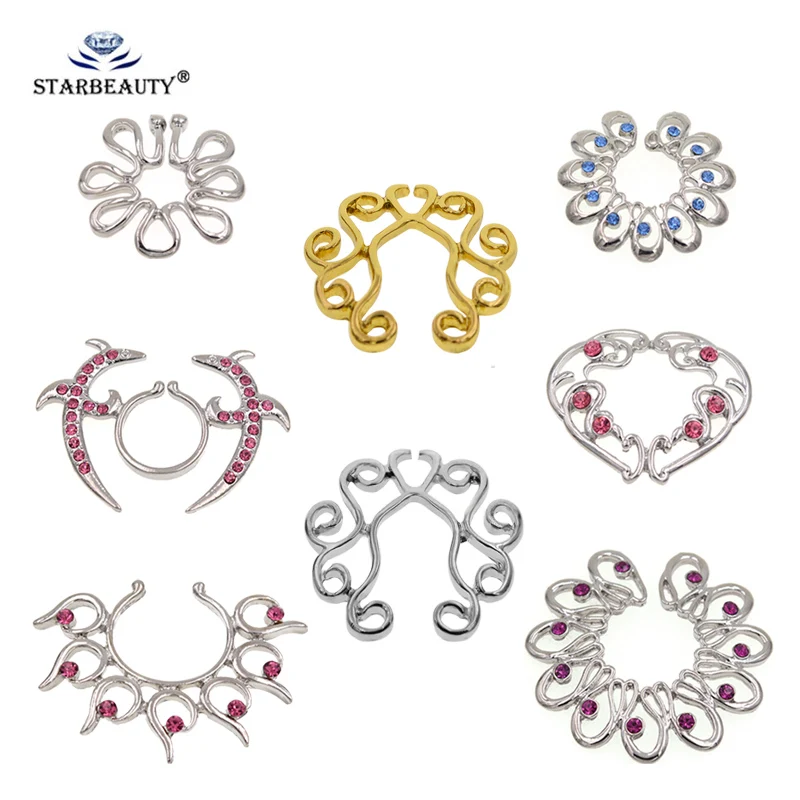 

1 Pair Ajustble size Fake Piercing Sexy Stainless Steel Nipple Ring Nipple Shield Piercing Jewelry Sexy Body Jewelry For Women