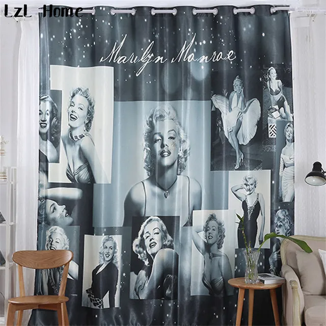 Us 75 19 30 Off Lzl Home European Star Marilyn Monroe Window Curtains Ready Made Fashion Sexy Woman Printing Blackout Curtains For Living Room In