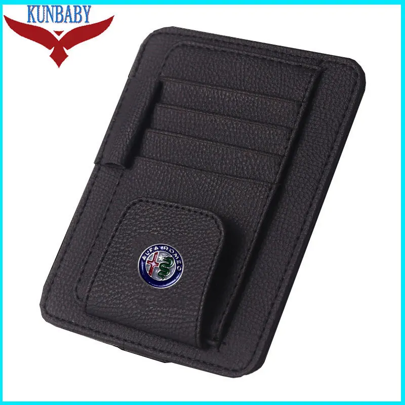 

Geniune Eye Glasses Card Bill Pen Holder Clip Car Accessory Sun Visor Sunglasses Credit Card Cover For Alfa Romeo Car Styling