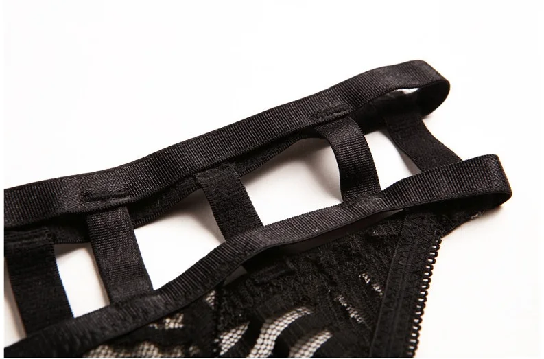 Unique Hollow out Sexy Bra Set Elegant Ribbed Lace Bralette Transparent Panties Underwear Women Bras Front Closure Lingerie Sets