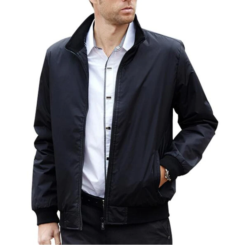 Jacket Men Solid Zipper Bomber Windrunner Jacket Men'S Spring Thin ...