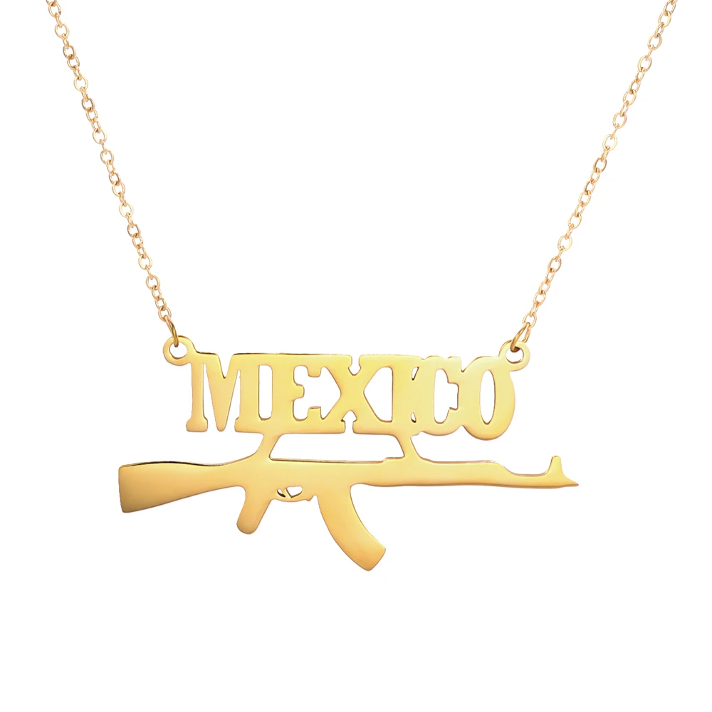 

Custom Letter Jewelry Personalized Name Pendant Necklace Any Words Date with Gun New Design Style Customized Jewelry for Women