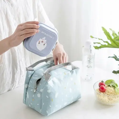 

4 Colors Portable Sweet Cute Print Insulated Lunch Bag Hand Carry Tote Picnic Storage Carry Case Thermal New Food Organization