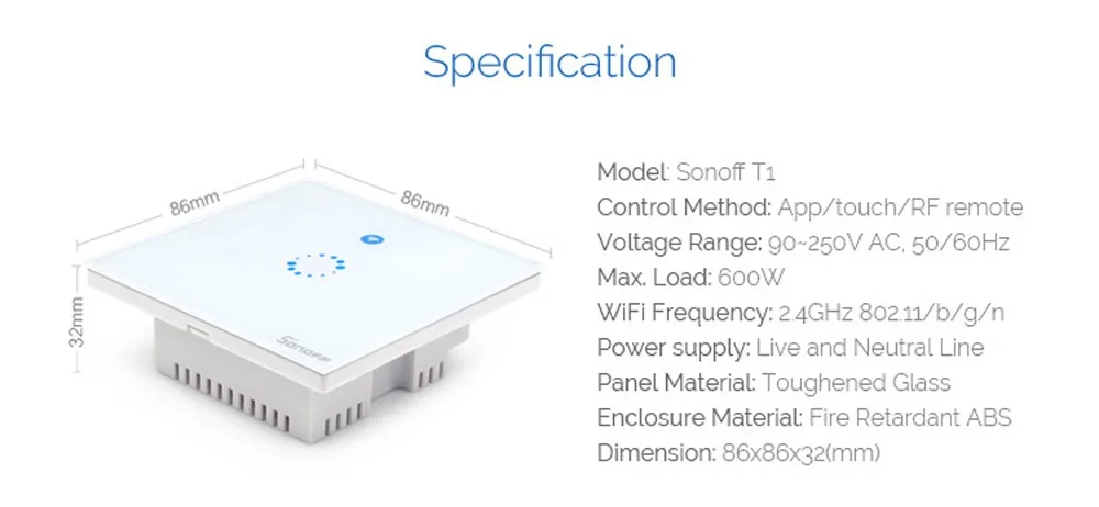 Sonoff T1 UK умный Wifi настенный сенсорный переключатель 1 2 3 банда стеклянная панель настенный светильник переключатель 433 RF Ewelink Поддержка приложения Alex Google Home