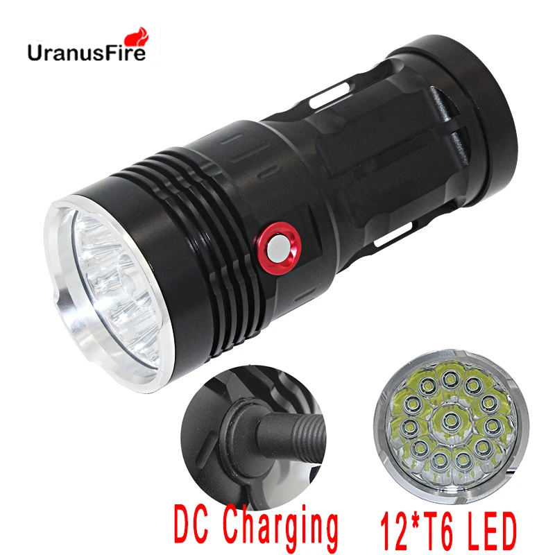 

Outdoor high Power waterproof Flash Light 42000 lumens Flashlight 12*T6 LED Outdoor camping Fishing rechargeable torch tactical