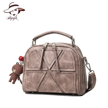 

2020 New Arrivals Vintage Small Women Messenger Bags Shell Top Handle Leather Handbag Fashion Patchwork Crossbody Shoulder Bags