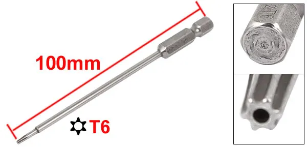 UXCELL Горячая 1/" шестигранный хвостовик 100 мм Длинный T6 T7 T8 T9 T10 T15 T25 T30 Магнитный Torx безопасности отвертка бит - Цвет: T6