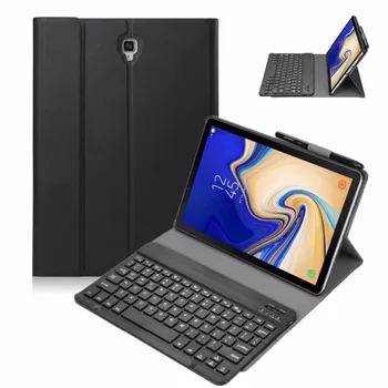 

30pcs/lot Detachable Wireless Bluetooth Keyboard Slim Leather Case with Pencil Holder for Samsung Galaxy Tab S4 10.5 T830 T835