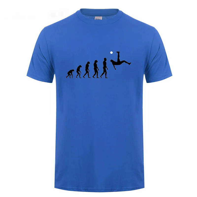 Soccering Evolution Of Footballer Shot футболка Забавный подарок на день рождения для мальчиков, Детская Хлопковая Спортивная футболка с круглым вырезом - Цвет: Blue