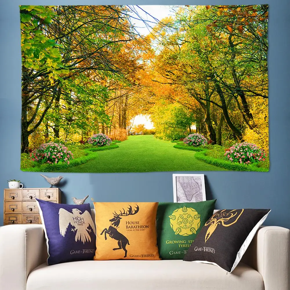 

Walking Trail Natural Forest Tapestry Bohemian Wall Tapestry Hanging Psychedelic Tapestries Large Boho Wall Fabric Cloth Custom