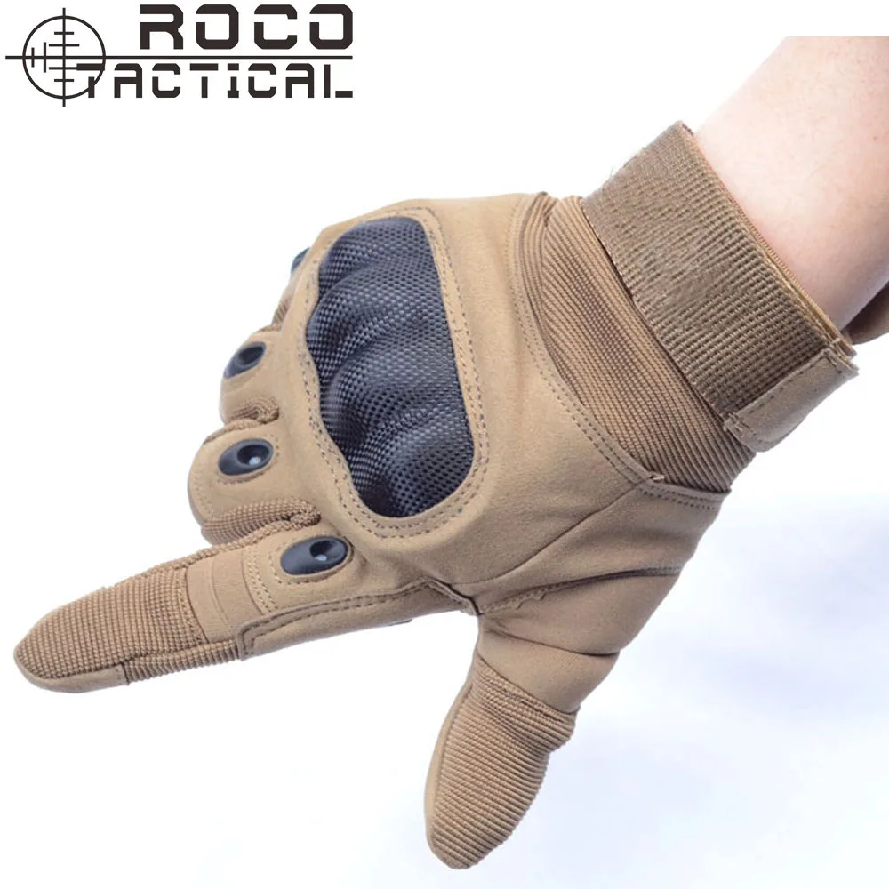 Mens Full Finger Outdoor Hiking Gloves Tactical Carbon Fiber Knuckle