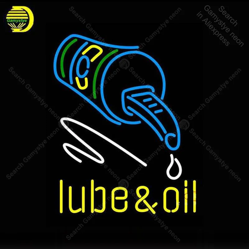 #*Cheap NEON SIGN For Lube and Oil Signboard REAL GLASS BEER BAR PUB display Restaurant indoor Light Signs Handcrafted Night Art Lamps