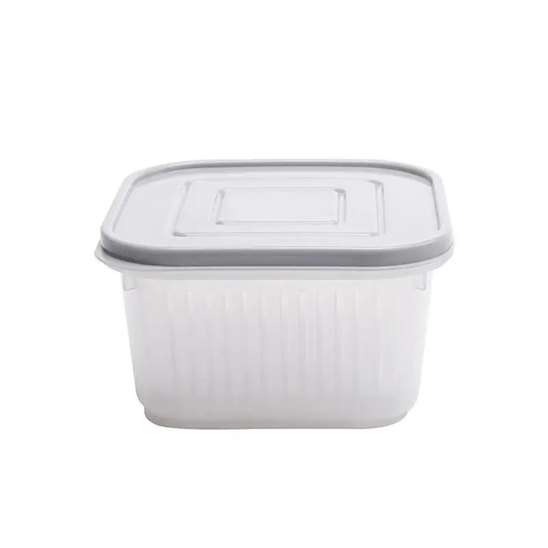 Портативный квадратный Crisper пищевой контейнер кухонный слив герметичный ящик для зеленого лука имбиря чеснока(белый - Цвет: As Shown