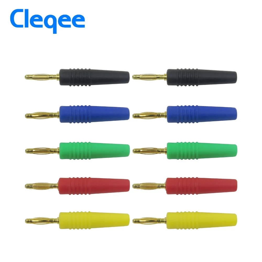 

Cleqee P3011 10pcs/lot 2mm Gold Plated Wilding Banana Plug Audio Speaker Amplifier Cable Wire Power Screw Jack Connector Adapter