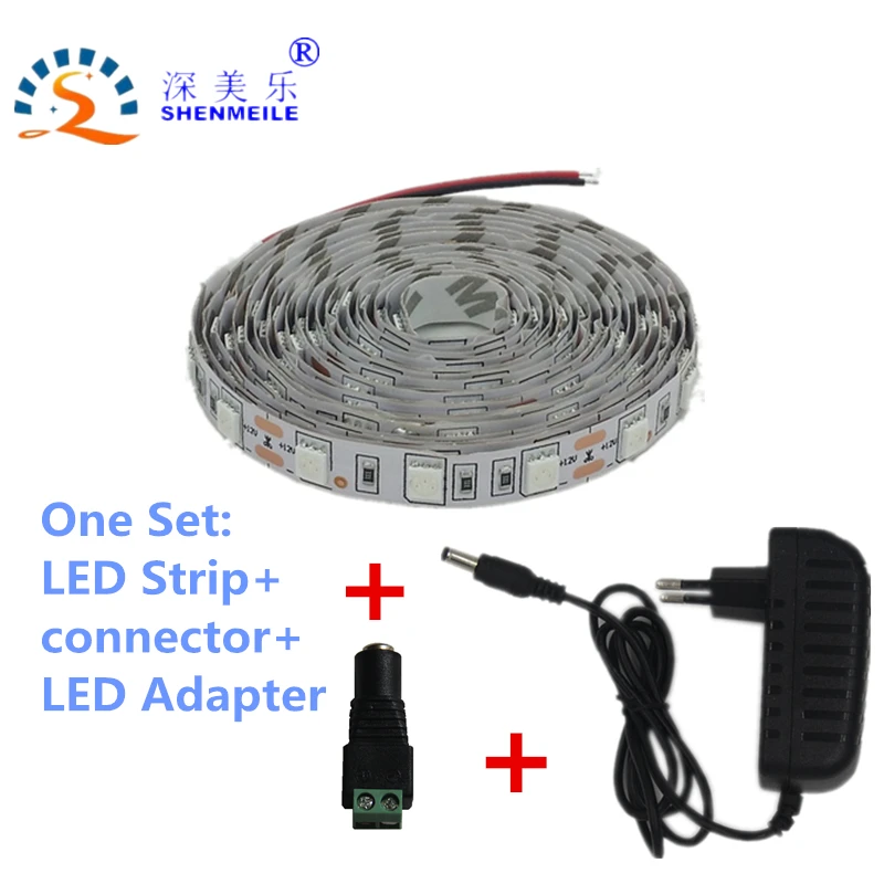 

RXR 5050 5m full set LED Strip Light 12V DC 1m 2m 3m Warm White Red Blue Green RGB Ribbon Ceiling Cabinet Flexible waterproof