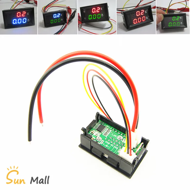 DC 100V 1A 10A 50A 100A мини 0,28 дюймов светодиодный цифровой вольтметр Амперметр Вольт Амперметр индикатор напряжения тестер