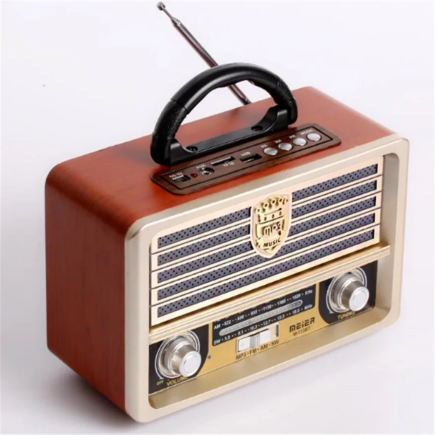 

Full Band Radio Mp3 Vintage Speaker Retro Audio System Bluetooth Column Boombox Active Box Wood Portable Acoustics Sound Box