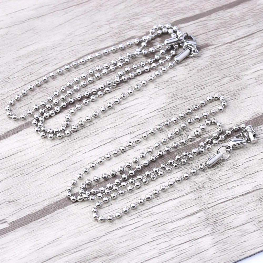 

reidgaller 5pcs 50cm long 2.4mm stainless steel beaded ball chain with lobster clasp diy necklace bulk chains for jewelry making