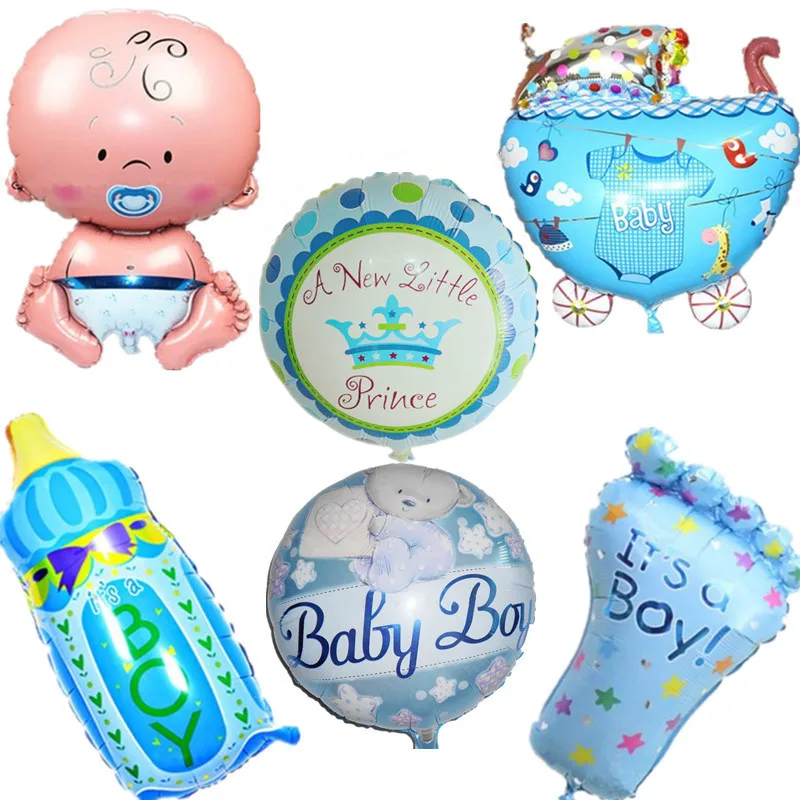 

6pcs/set 18 inch Baby Girl & Boy 1th Happy Birthday Helium Globos Foil Balloons Baby 1th Birthday Party Decoration Air Balloon