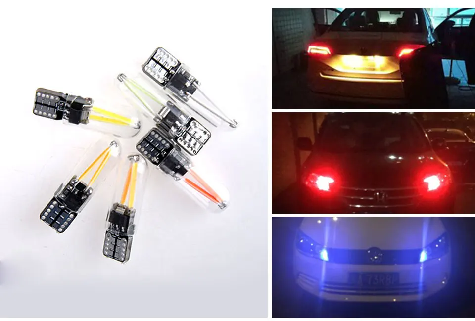 1Pcs T10 W5W led Bulb T10 LED drl Car interior light SMD 194 168 COB Glass Auto Filament Lamp 12V red White Yellow Crystal Blue (13)