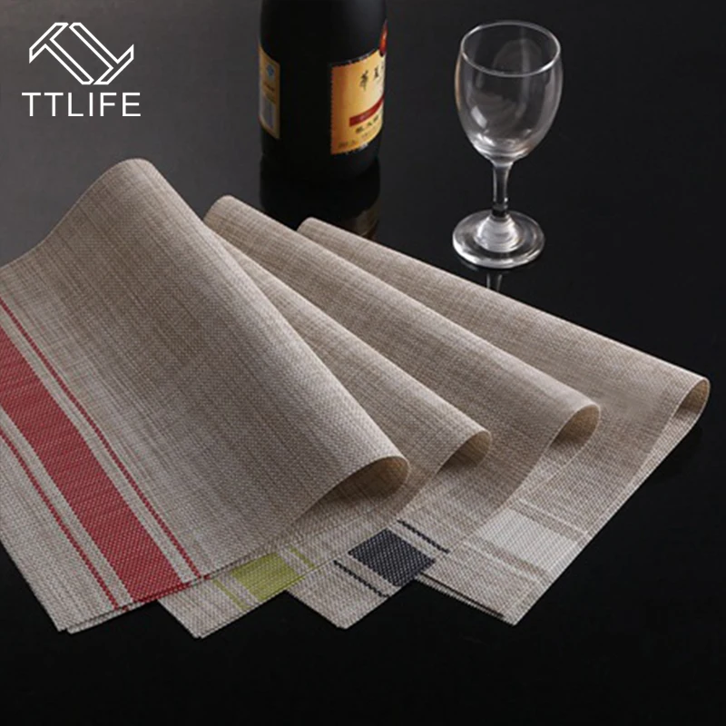 

TTLIFE 2pcs PVC Placemat Heat Insulation Dining Table Mat Europe Style Kitchen Tool Tableware Coasters Waterproof Table Pad
