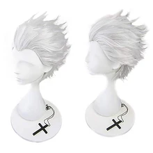 Шапка+ эмия широу Fate stay night лохматый слоистый короткий прямой белый блонд Синтетический Косплей парик
