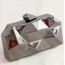 Женские сумочки, металлические клатчи, высокое качество, шестиугольник, мини, вечерние, черный, вечерний кошелек, серебряные сумки, золотая коробка, клатч