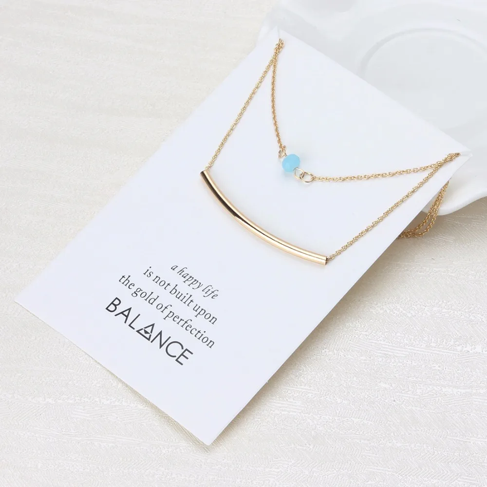 

1pc Balance Multi-layer Bend Pipe Necklace Clavicle Chains Statement Necklace Women Jewelry Birthday Gifts With Card