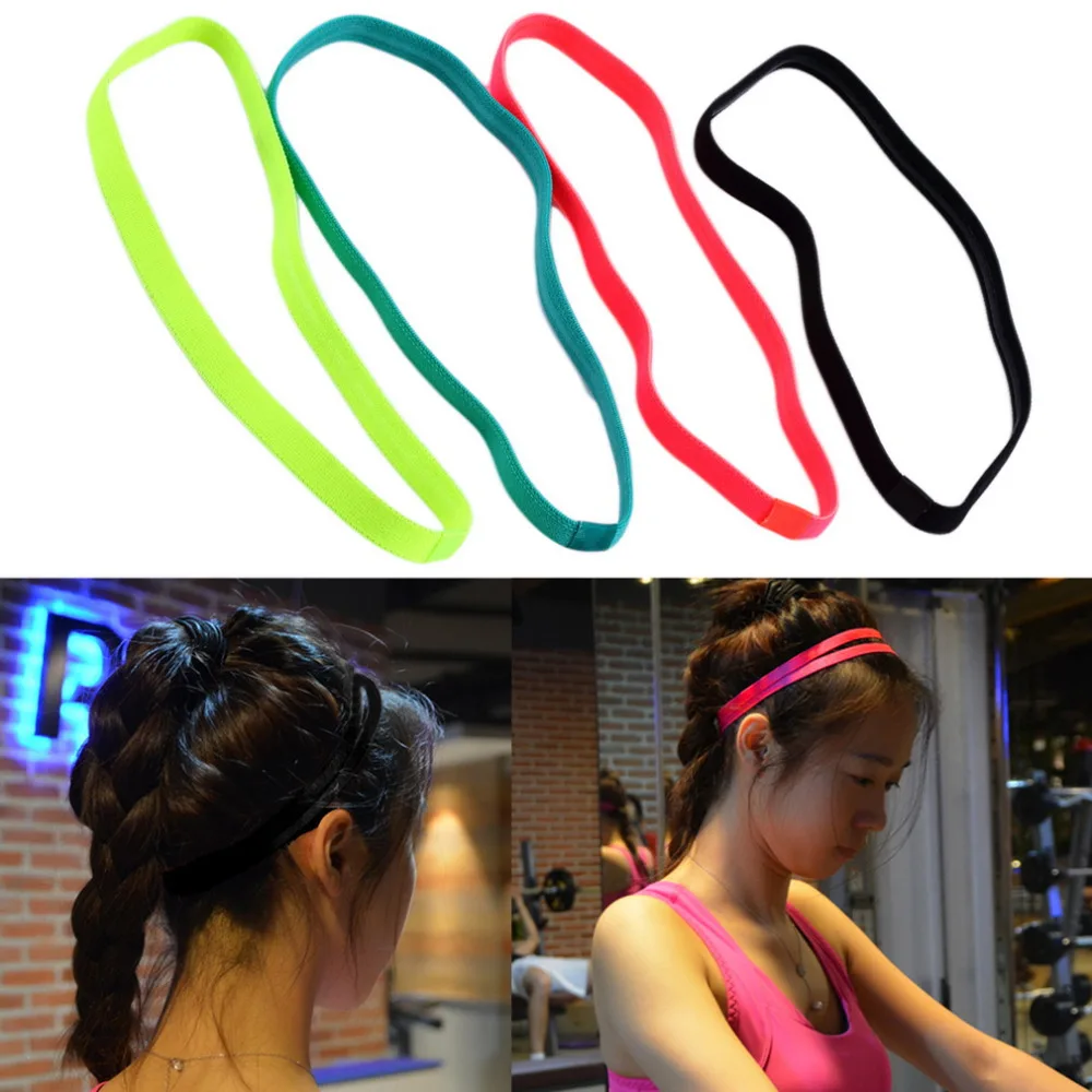 Для женщин Для мужчин yoga ленты для волос оголовье спорта противоскользящие эластичная резина Sweatband Футбол yoga бег велосипед Sweatband тренажерный зал ремень